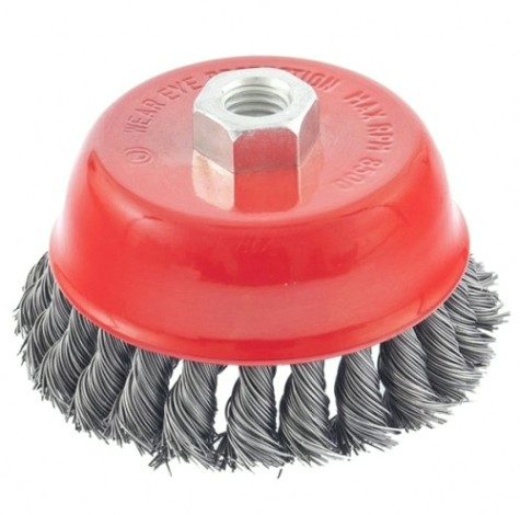 Щетка для УШМ MATRIX 100 мм, М14 "чашка", крученая проволока 0,5 мм [74628]