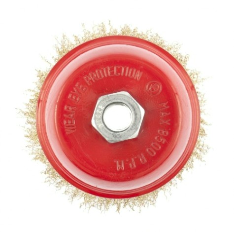 Щетка для УШМ MATRIX 100 мм, М14 "чашка", латунированная витая проволока [74605]