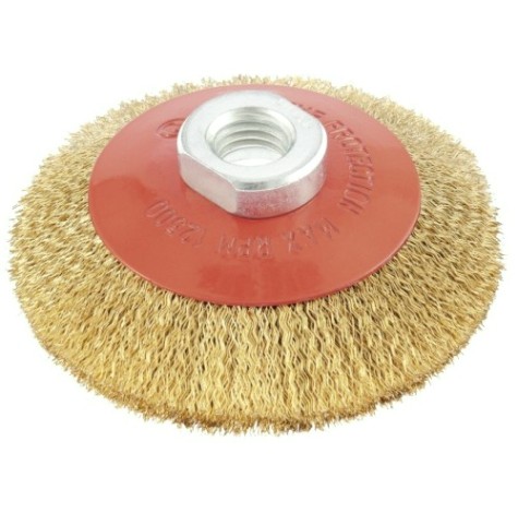 Щетка для УШМ MATRIX 115 мм, М14, "тарелка",латунированная витая проволока [74612]