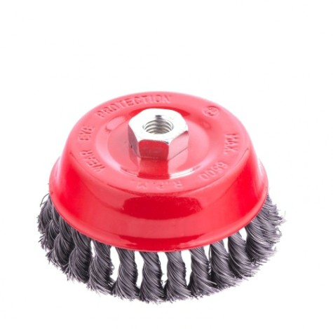 Щетка для УШМ MATRIX 125 мм, М14 "чашка", крученая проволока 0,5 мм// [74627]