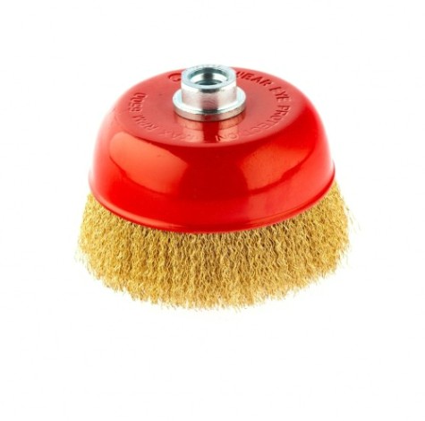 Щетка для УШМ MATRIX 125 мм, М14 "чашка", латунированная витая проволока// [74606]