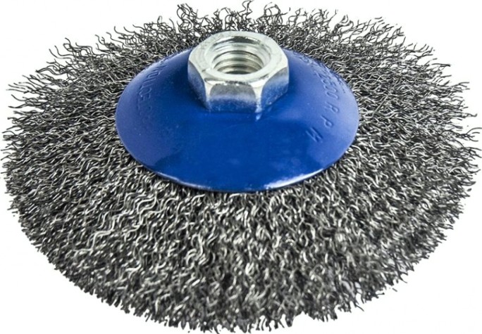 Щетка для УШМ ПРАКТИКА 115 мм М14 радиальная с наклоном, мягкая [773-354]