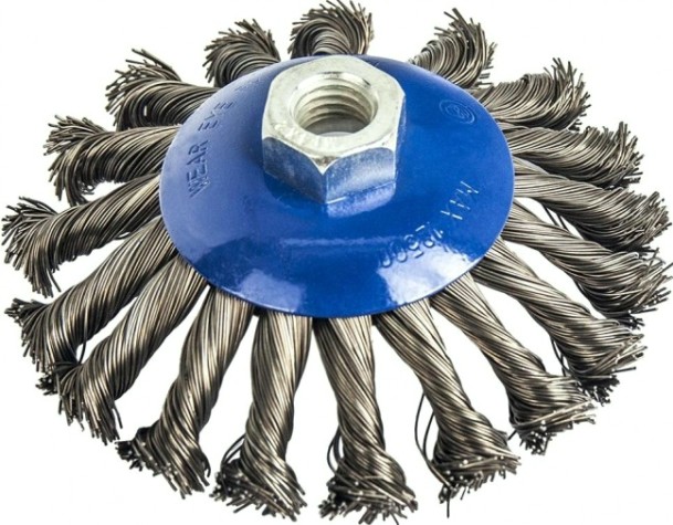Щетка для УШМ ПРАКТИКА 115 мм М14 радиальная с наклоном, витая [773-347]