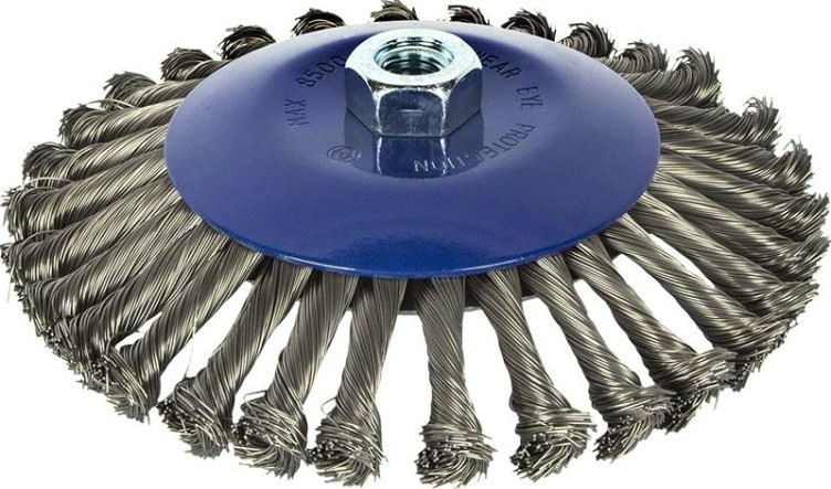 Щетка для УШМ ПРАКТИКА 150 мм М14 радиальная с наклоном, витая [799-901]