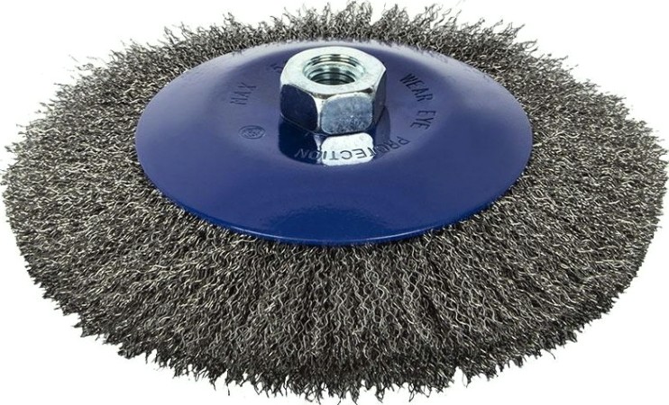 Щетка для УШМ ПРАКТИКА 175 мм М14 радиальная с наклоном, мягкая [799-932]