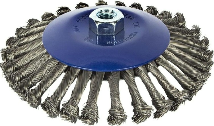 Щетка для УШМ ПРАКТИКА 175 мм М14 радиальная с наклоном, витая [799-918]