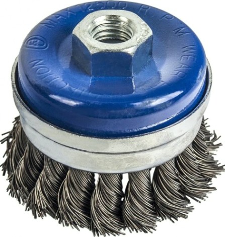 Щетка для УШМ ПРАКТИКА 75 мм М14 чашеобразная, витая, усиленная [773-309]
