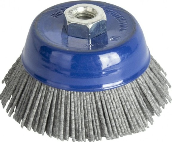 Щетка для УШМ ПРАКТИКА 90 мм М14 чашеобразная, абразивная [242-649]
