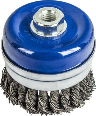 Щетка для УШМ ПРАКТИКА 90 мм М14 чашеобразная, витая, усиленная [032-591]