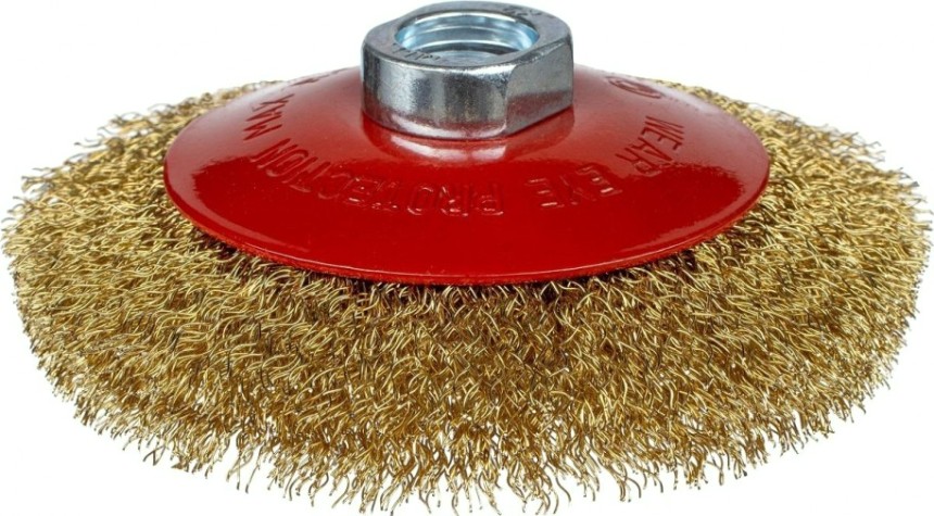 Щетка для УШМ Профоснастка № 812 D115 мм М14*2 коническая, гофриров. латунированная [20112012]