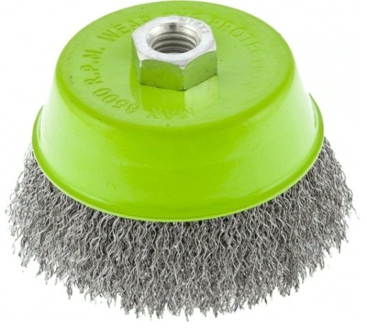 Щетка для УШМ СИБРТЕХ 100 мм, М14 "чашка", витая проволока 0,3 мм// [746057]