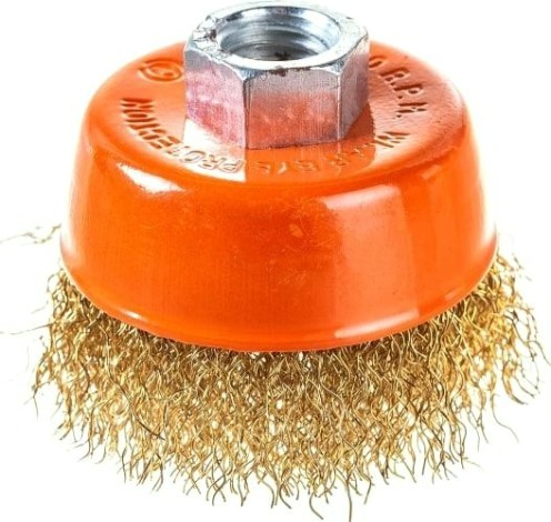 Щетка для УШМ Sturm 5 240 101 чашка м14, d65мм, латунированная волнистая пров [5240101]