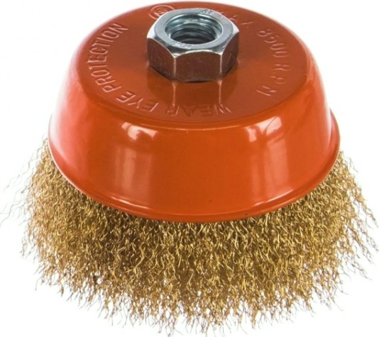 Щетка для УШМ Sturm 5 240 103 чашка м14, d100мм, латунированная волнистая пров. [5240103]
