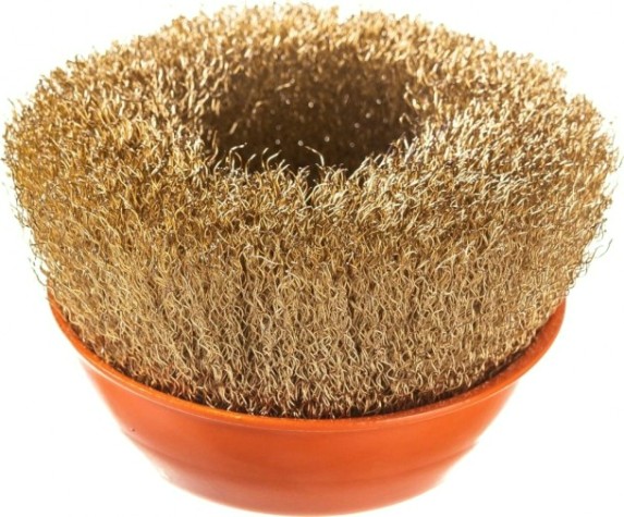 Щетка для УШМ Sturm 5 240 104 чашка м14, d125мм, латунированная волнистая пров. [5240104]