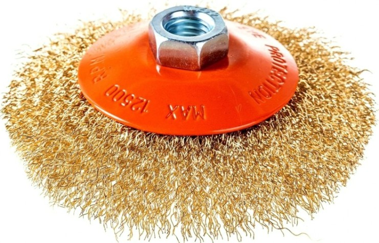 Щетка для УШМ Sturm 5 240 301 м14, d115мм, латунированная волнистая проволока [5240301]