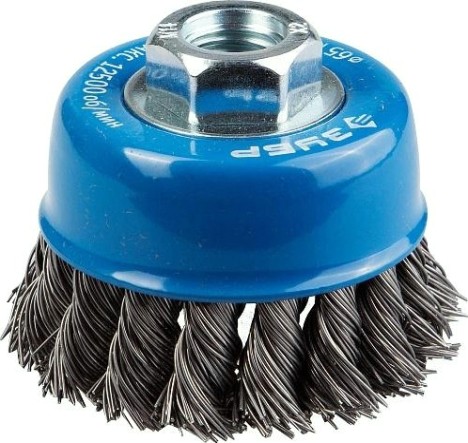 Щетка для УШМ ЗУБР ПРОФЕССИОНАЛ чашечная плетеные пучки стальной проволоки 0,5мм, [35275-065_z02]