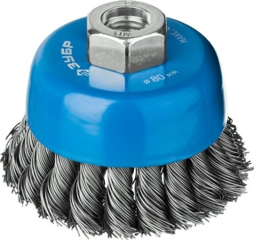 Щетка для УШМ ЗУБР ПРОФЕССИОНАЛ чашечная плетеные пучки стальной проволоки 0,5мм, [35275-080_z02]