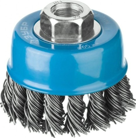Щетка для УШМ ЗУБР ПРОФЕССИОНАЛ чашечная плетеные пучки стальной проволоки 0,8мм, [35277-065_z02]