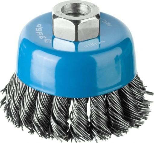 Щетка для УШМ ЗУБР ПРОФЕССИОНАЛ чашечная плетеные пучки стальной проволоки 0,8мм, [35277-100_z02]