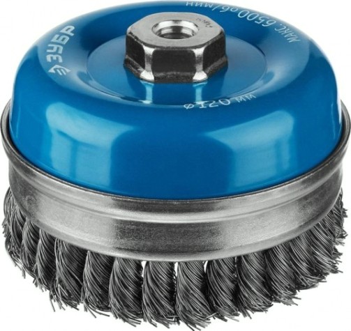 Щетка для УШМ ЗУБР ПРОФЕССИОНАЛ чашечная усиленная плетеные пучки стальной проволо [3527-120_z02]