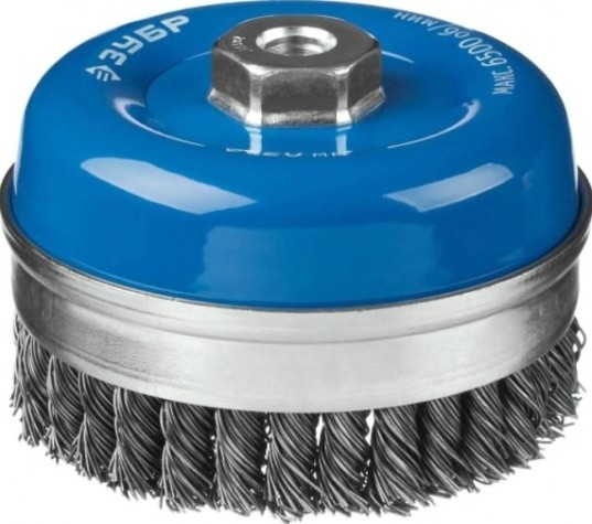 Щетка для УШМ ЗУБР ПРОФЕССИОНАЛ чашечная усиленная плетеные пучки стальной проволо [35271-120_z02]