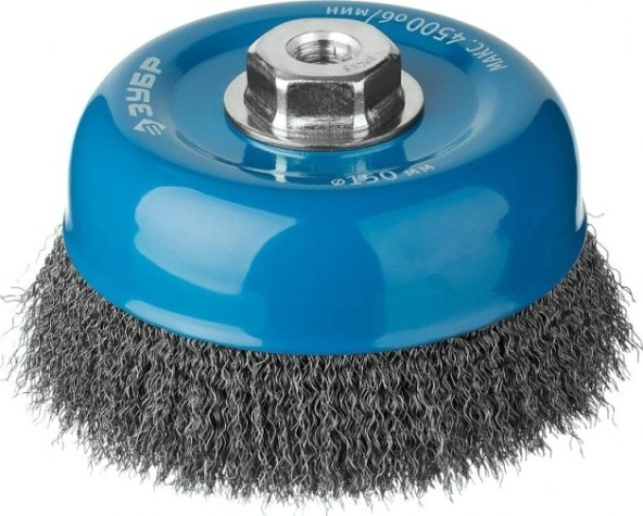 Щетка для УШМ ЗУБР ПРОФЕССИОНАЛ чашечная витая стальная проволока 0,3мм, 150ммхм14 [35261-150_z02]