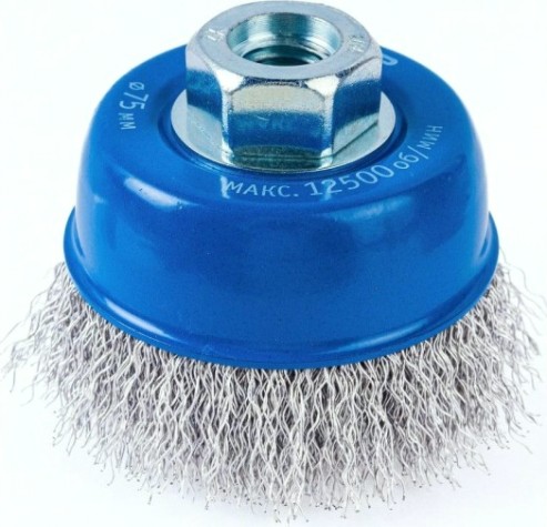Щетка для УШМ ЗУБР ПРОФЕССИОНАЛ чашечная витая стальная проволока 0,3мм, 75ммхм14 [35261-075_z02]