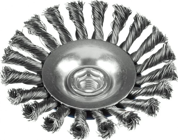 Щетка для УШМ ЗУБР ПРОФЕССИОНАЛ коническая плетеные пучки стальной проволоки 0,5мм [35269-125_z02]