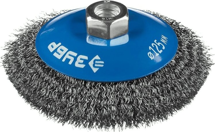 Щетка для УШМ ЗУБР ПРОФЕССИОНАЛ коническая витая стальная проволока 0,3мм, 125ммхм [35265-125_z02]