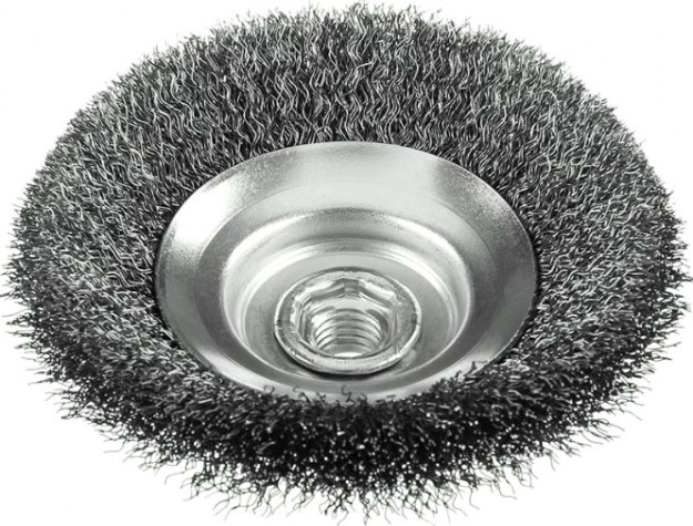 Щетка для УШМ ЗУБР ПРОФЕССИОНАЛ коническая витая стальная проволока 0,3мм, 125ммхм [35265-125_z02]