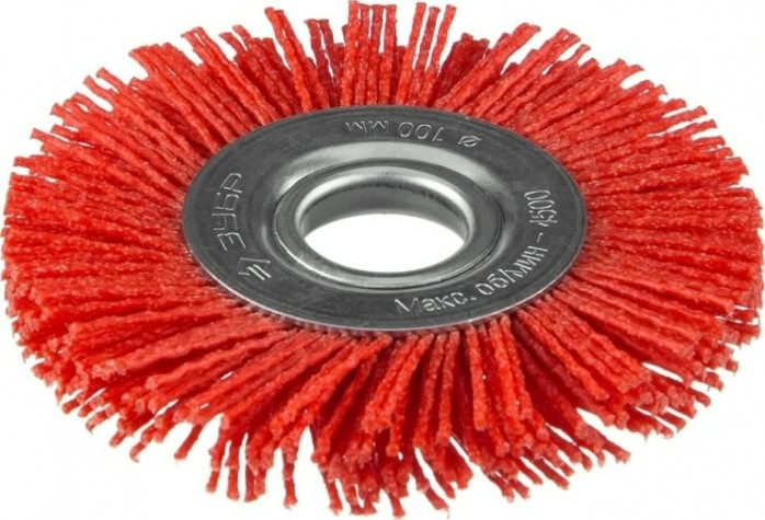 Щетка для УШМ ЗУБР ПРОФЕССИОНАЛ нейлоновая проволока с абразивным покрытием, 100х2 [35160-100_z01]