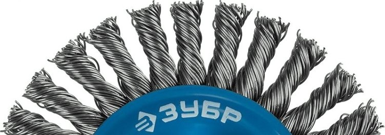 Щетка для УШМ ЗУБР ПРОФЕССИОНАЛ плетеные пучки стальной проволоки 0,5мм, 100ммхм14 [35192-100_z02]