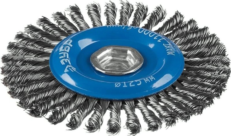 Щетка для УШМ ЗУБР ПРОФЕССИОНАЛ плетеные пучки стальной проволоки 0,5мм, 125ммхм14 [35192-125_z02]