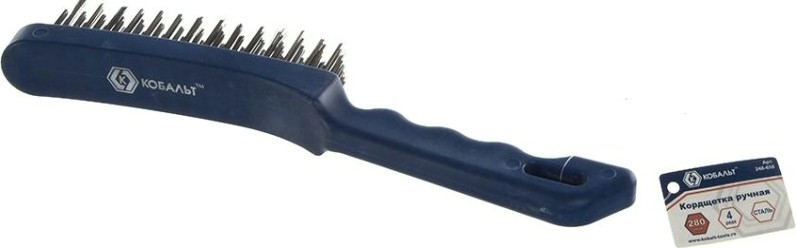 Щетка из стальной проволоки Кобальт 4 рядная 280 мм, пластмассовая ручка 248-658 [248-658]