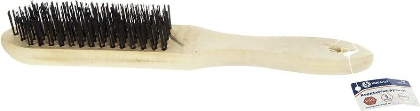 Щетка из стальной проволоки Кобальт 5 рядная 290 мм, деревянная ручка 248-702 [248-702]