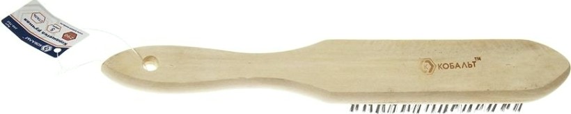 Щетка из стальной проволоки Кобальт 5 рядная 290 мм, деревянная ручка 248-702 [248-702]