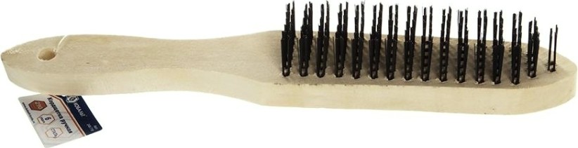 Щетка из стальной проволоки Кобальт 6 рядная 290 мм, деревянная ручка 248-719 [248-719]