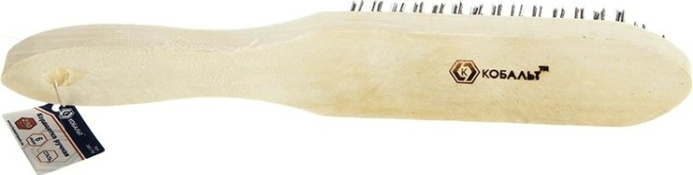 Щетка из стальной проволоки Кобальт 6 рядная 290 мм, деревянная ручка 248-719 [248-719]