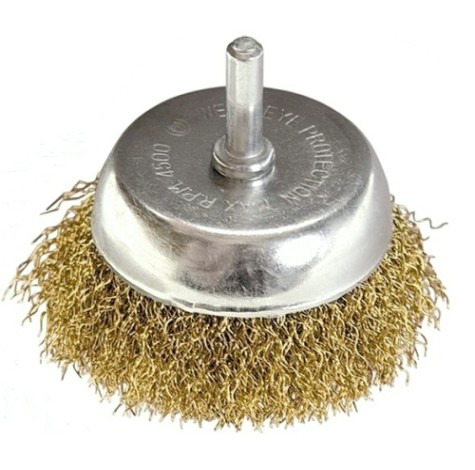 Щетка обдирочная для дрели MATRIX 50 мм "чашка" со шпилькой, витая проволока [74475]