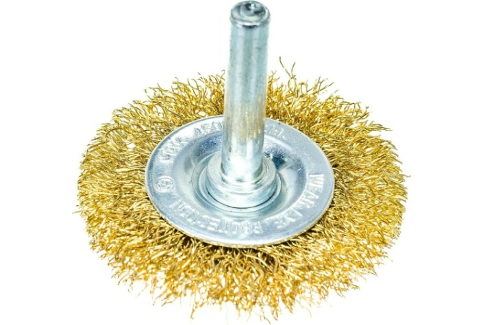 Щетка обдирочная для дрели MATRIX 50 мм плоская со шпилькой, витая проволока [74444]