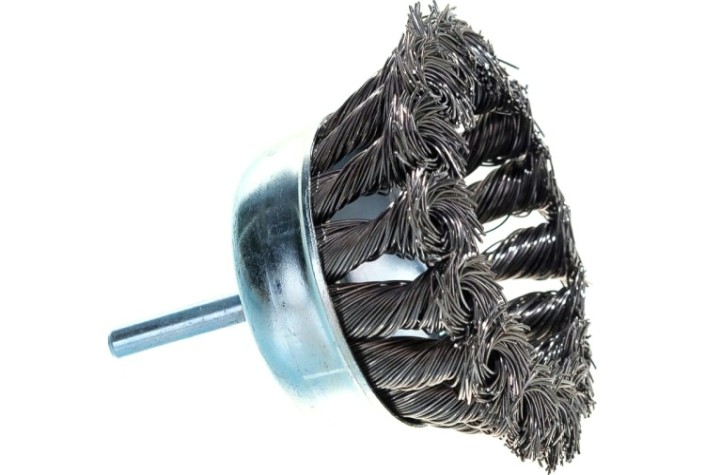 Щетка обдирочная для дрели MATRIX 75 мм "чашка" со шпилькой, металлическая проволока [74470]