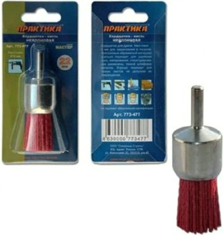 Щетка обдирочная для дрели ПРАКТИКА кистеобразная нейлоновая D-22 мм, хвост 6 мм 773-477 [773-477]