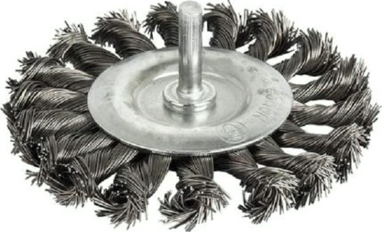 Щетка обдирочная для дрели ПРАКТИКА радиальная витая D-75 мм, хвост 6 мм 242-885 [242-885]