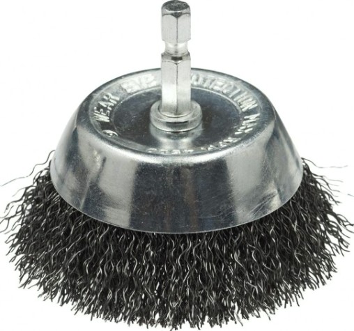 Щетка обдирочная для дрели Профоснастка № 616 Эксперт 6гр хв 6.35 мм D75 мм чаш, гофрир, нерж. [20902002]