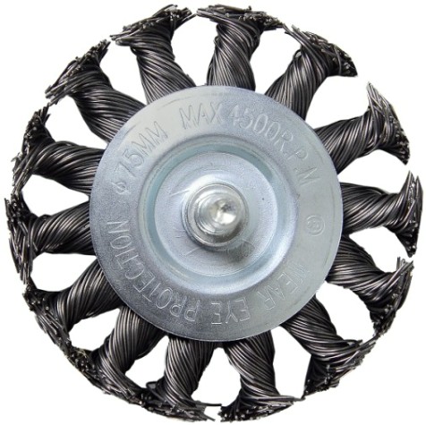 Щетка обдирочная для дрели ВИХРЬ плоская, крученая, 75 мм [73/1/3/47]