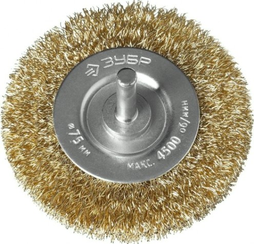 Щетка обдирочная для дрели ЗУБР ПРОФЕССИОНАЛ дисковая витая проволока 0,3мм, 75мм [3520-075_z02]