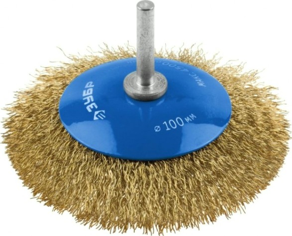 Щетка обдирочная для дрели ЗУБР ПРОФЕССИОНАЛ коническая витая проволока 0,3мм, 100мм [35233-100_z02]