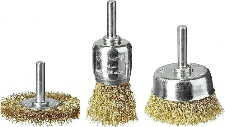 Щетка обдирочная для дрели ЗУБР ПРОФЕССИОНАЛ набор щеток витая проволока 0,3мм, 24/50/50мм, 3шт [3530-H3_z02]