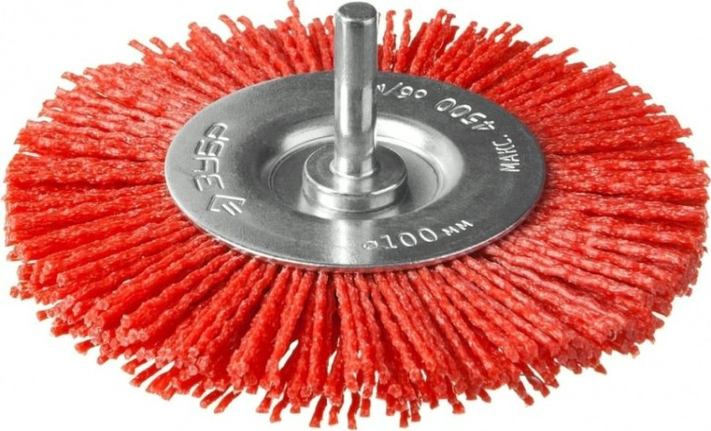 Щетка обдирочная для дрели ЗУБР ПРОФЕССИОНАЛ нейлоновая проволока с абразивным покрытием, 100мм [35161-100_z02]