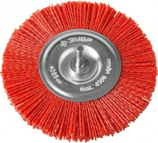Щетка обдирочная для дрели ЗУБР ПРОФЕССИОНАЛ нейлоновая проволока с абразивным покрытием, 125мм [35161-125_z02]